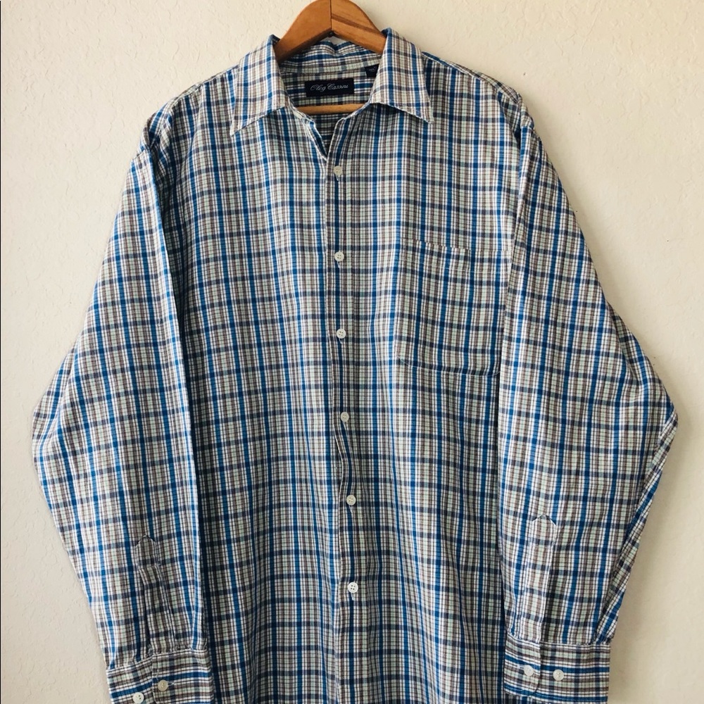 Oleg Cassini plaid long sleeve used shirt